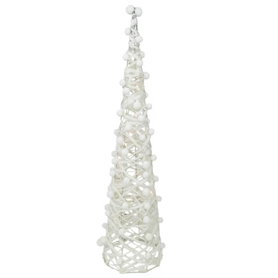 Northlight LED Lighted Glittered Cone Tree Christmas Decorations - 39.25" - White - Set Of 3 - Image 4