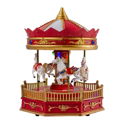Northlight 9.25" LED Lighted Animated And Musical Carousel Christmas Village Display Piece - Image 3