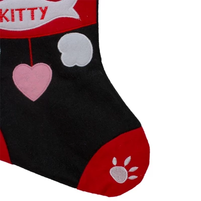 Northlight 19.5" Black And Red Embroidered Kitty Cat Christmas Stocking - Image 2
