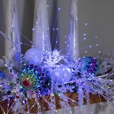 Northlight 20" LED Lighted Firework Silver Branch Christmas Decoration - Blue Lights - Image 2