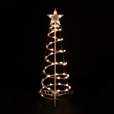 Northlight Lighted Outdoor Spiral Christmas Cone Tree With Star - 3' - Clear Lights