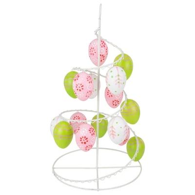 Northlight 14.25" Floral Cut-Out Spring Easter Egg Tree Decoration - Pink/Green - Image 2