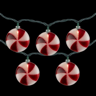 Northlight 10 Count Peppermint Candy Christmas Light Set, 6ft Green Wire - Image 3