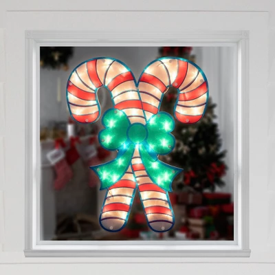 Northlight 18.5" Lighted Double Candy Cane Christmas Window Silhouette - Image 2