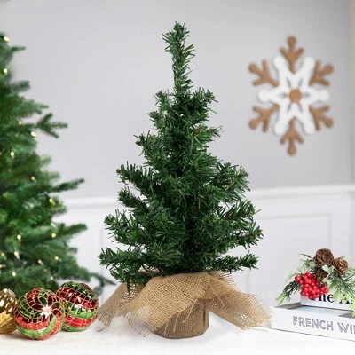 Northlight 1.5 FT Unlit Artificial Christmas Tree Mixed Green Pine In Burlap Base