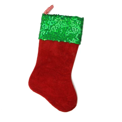 Northlight 19" Red And Green Chevron Sequin Christmas Stocking - Image 2