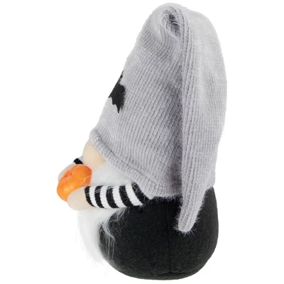 Northlight 9.5" Black And Gray Standing Gnome With Pumpkin Halloween Decoration - Image 3