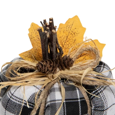 Northlight 5" Black And White Plaid Fall Harvest Plush Pumpkin - Image 2