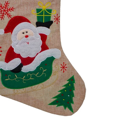 Northlight 19" Red And Green Santa Claus In Sleigh Embroidered Christmas Stocking - Image 2
