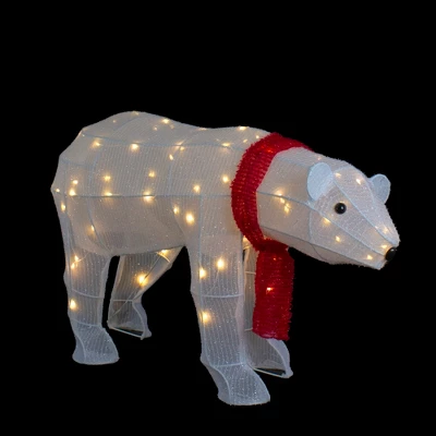 Northlight LED Lighted Tinsel Polar Bear Outdoor Christmas Decoration - 32" - Warm White Lights - Image 2
