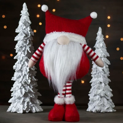 Northlight Plush Standing Gnome Christmas Decoration - 18.5" - Red And White