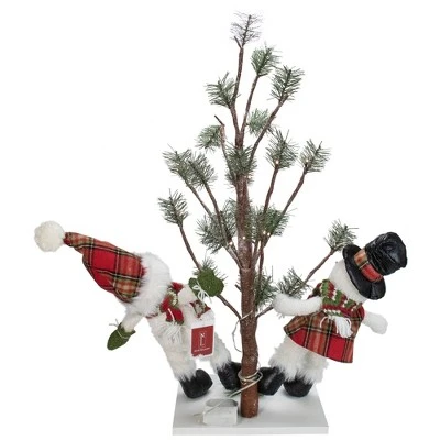 Northlight LED Lighted Snowmen Friends With Pine Tree Christmas Decoration - 34" - Image 2