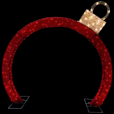 Northlight 4.25' Red LED Lighted Ornament Arch Outdoor Christmas Decoration - Warm White Lights - Image 6