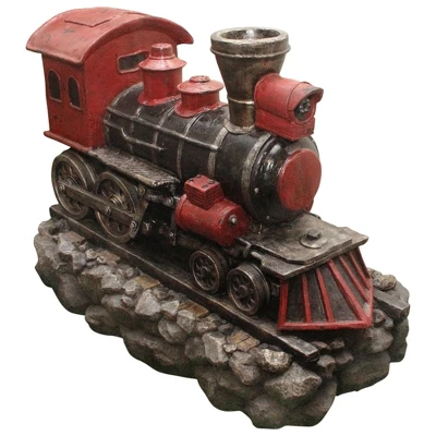 Northlight 38" Prelit LED Vintage Locomotive Train Outdoor Patio Garden Water Fountain - Red/Black - Image 2