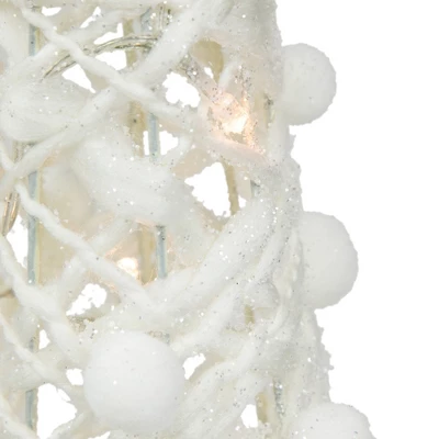 Northlight LED Lighted Glittered Cone Tree Christmas Decorations - 39.25" - White - Set Of 3 - Image 3