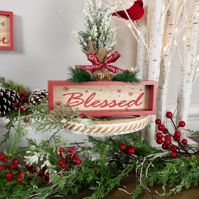 Northlight Framed "Blessed" Wooden Christmas Decoration - 9.75"