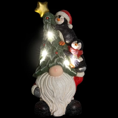 Northlight Lighted Gnome With Penguins Christmas Decoration -17" - Clear LED Lights - Image 2