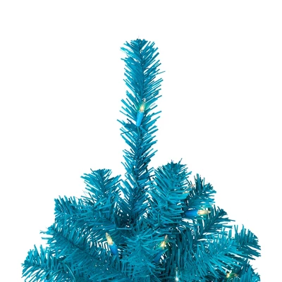 Northlight Pre-Lit Medium Pine Artificial Christmas Tree - 6' - Turquoise - Clear Lights - Image 3