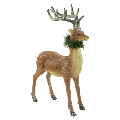 Northlight Standing Glittered Reindeer With Pine Neck Wreath Christmas Decoration - 15.5" - Image 3