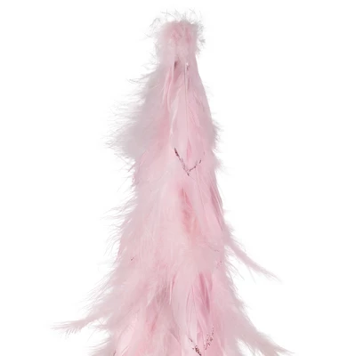 Northlight Small Layered Feather Cone Tree Glittered Christmas Decoration - 16" - Pink - Image 3