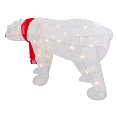 Northlight LED Lighted Tinsel Polar Bear Outdoor Christmas Decoration - 32" - Warm White Lights - Image 5