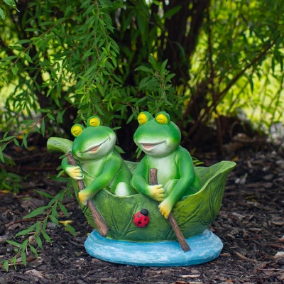 Northlight 10" Green Frogs In A Lily Pad Outdoor Garden Statue