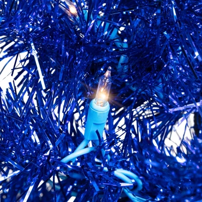 Northlight Pre-Lit Artificial Tinsel Christmas Tree - 3' - Blue - Clear Lights - Image 2