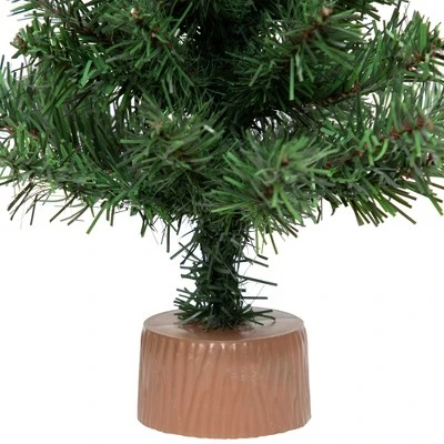 Northlight Mini Canadian Pine Artificial Christmas Tree With Faux Wood Base - 12" - Unlit - Image 2