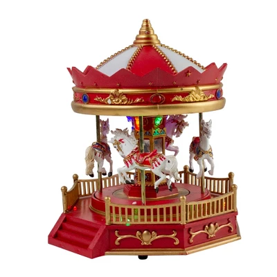 Northlight 9.25" LED Lighted Animated And Musical Carousel Christmas Village Display Piece - Image 2