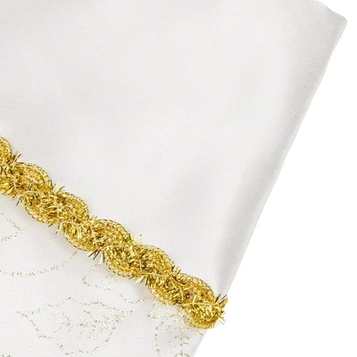 Northlight 20.5" White And Gold Glitter Poinsettia Christmas Stocking - Image 2