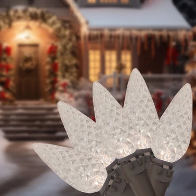 Northlight 70ct LED Faceted C6 Christmas String Lights Warm White - 23' Brown Wire