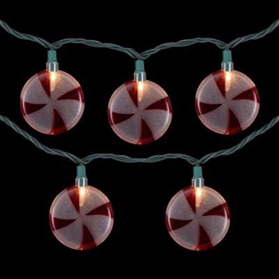 Northlight 10-Count Peppermint Candies Christmas Lights - 6ft Green Wire - Image 2