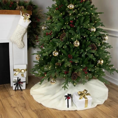 Northlight Cable Knit Christmas Stocking With Faux Fur Cuff - 20.5" - Cream And White - Image 2