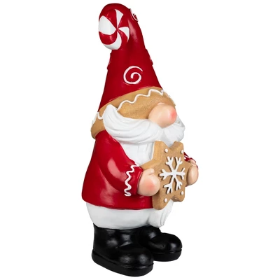 Northlight Gnome Holding Gingerbread Snowflake Cookie Christmas Decoration - 11.5" - Red - Image 2