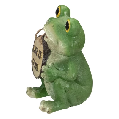 Northlight 9" Green 'Life Is Good' Frog Outdoor Garden Statue - Image 3