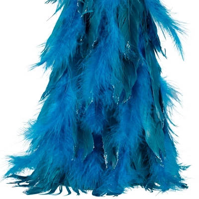 Northlight Two-Tone Layered Glitter Feather Cone Tree Christmas Decoration - 19.5" - Turquoise - Image 3