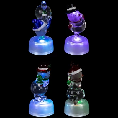 Northlight LED Lighted Color Changing Snowmen Acrylic Christmas Decorations - 4.25" - Set Of 4 - Image 5