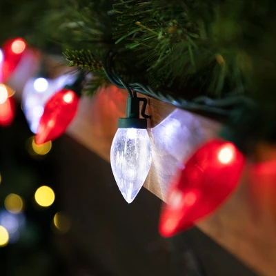 Northlight 25ct Red And Pure White LED C9 Christmas Lights, 16ft Green Wire