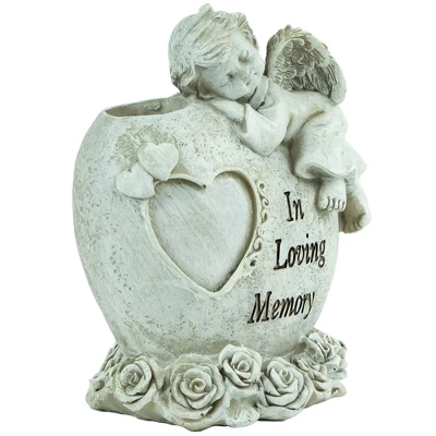 Northlight 6.5" Religious "In Loving Memory" Sleeping Angel Bereavement Outdoor Patio Garden Statue - Gray - Image 2