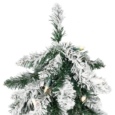 Northlight Pre-Lit Pencil Flocked Alpine Artificial Christmas Tree - 5' - Clear Lights - Image 5