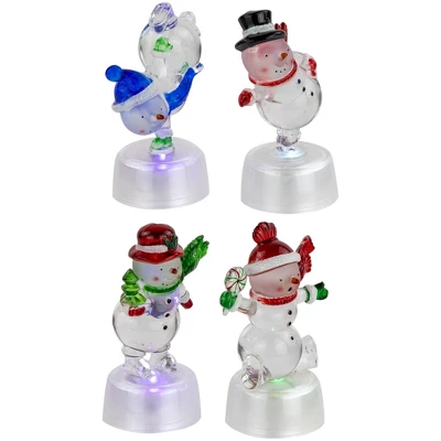 Northlight LED Lighted Color Changing Snowmen Acrylic Christmas Decorations - 4.25" - Set Of 4 - Image 2