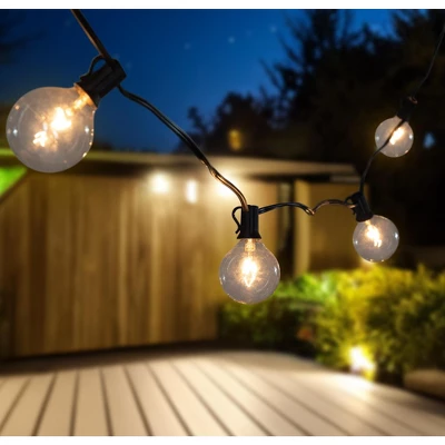 Northlight G50 Globe Christmas Light Set - Clear - 9' Black Wire -10ct - Image 4