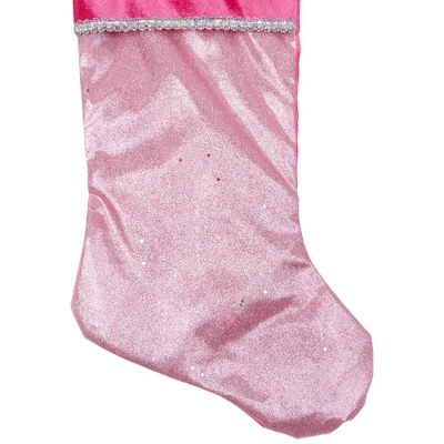 Northlight 21" Pink And Silver Glittered Princess Christmas Stocking With Cuff - Image 3