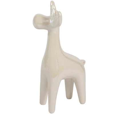 Northlight 5.5" Pearlized Cream Ceramic Moose Christmas Figure - Image 2