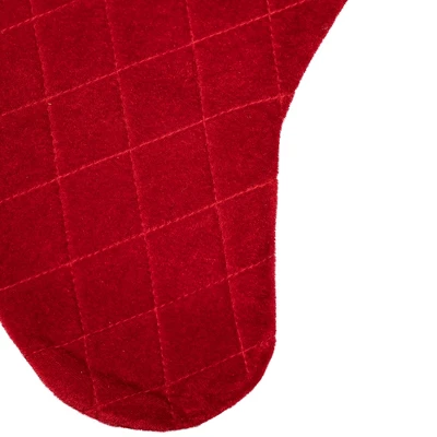 Northlight 19" Quilted Red Velvet HO! HO! HO! Embroidered Christmas Stocking - Image 4