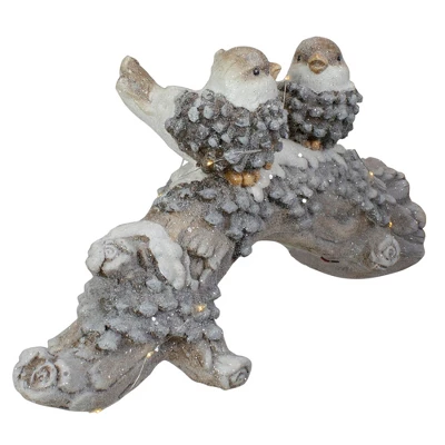 Northlight LED Lighted Rustic Glittered Birds On A Snowy Log Christmas Decoration - 18" - Image 2