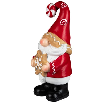 Northlight Gnome Holding Gingerbread Snowflake Cookie Christmas Decoration - 11.5" - Red - Image 3