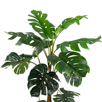 Northlight Real Touch™ Artificial Monstera Artificial Plant In A White Textured Pot - 4.25' - Image 4