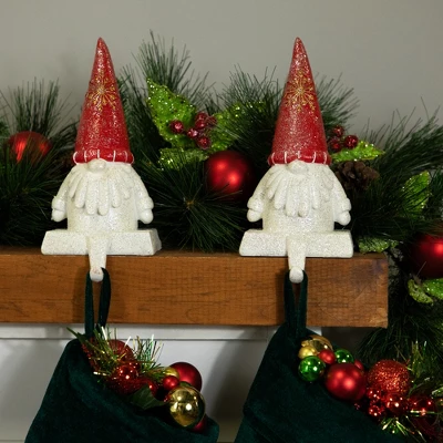 Northlight Glittered Gnome Christmas Stocking Holders - 8.25" - Set Of 2 - Image 2