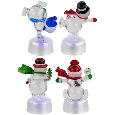 Northlight LED Lighted Color Changing Snowmen Acrylic Christmas Decorations - 4.25" - Set Of 4 - Image 3
